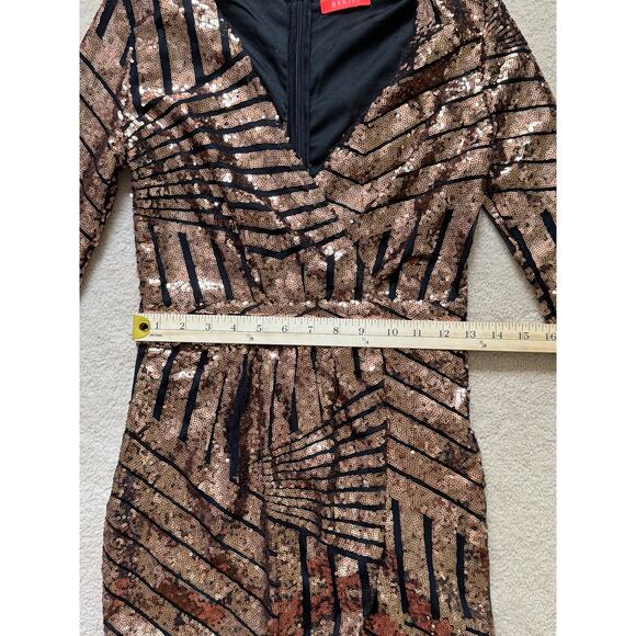 Banjul Faux Wrap Black Rose Gold Sequence Cocktail Party Dress Women's Size S - Picture 13 of 13